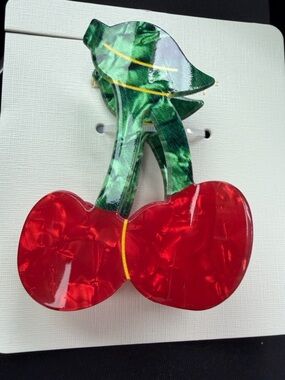Red Cherry Acrylic Hair Clip